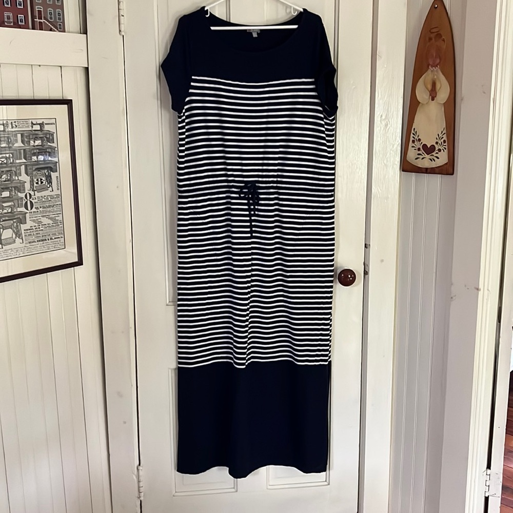 Striped navy and white maxi dress!